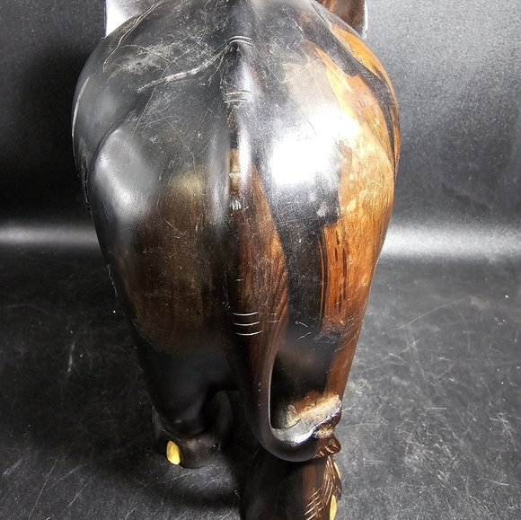 Vintage Large Heavy Macassar Ebony Hand Carved‎ Elephant - Picture 5 of 10